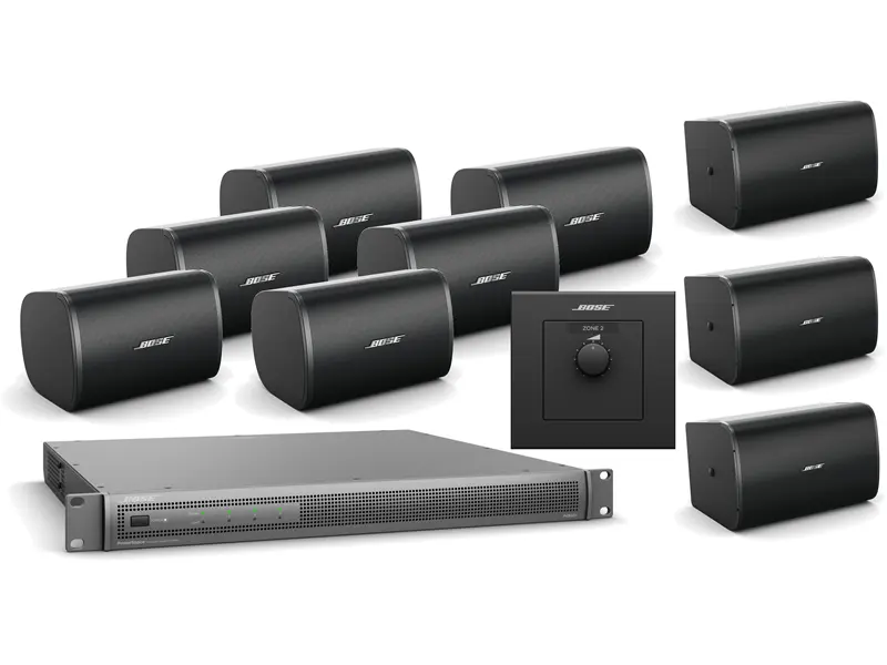 Ensemble Bose Pro DesignMax pour installation commerciale dans un bar, un restaurant, un café ou une boutique, compatible avec Soundsuit